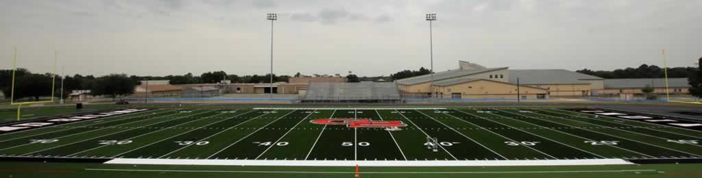 The new turf field in Grand Saline, Texas